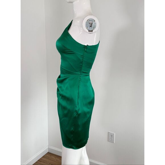 Amanda Uprichard Womens Dolores One-Shoulder Cut-Out Mini Dress Green Size XS - Picture 9 of 12